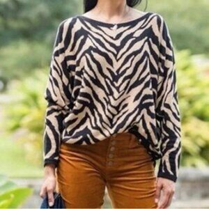 Cabi Dani Zeba Print Sweater